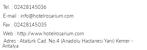 Rosarium Hotel telefon numaralar, faks, e-mail, posta adresi ve iletiim bilgileri